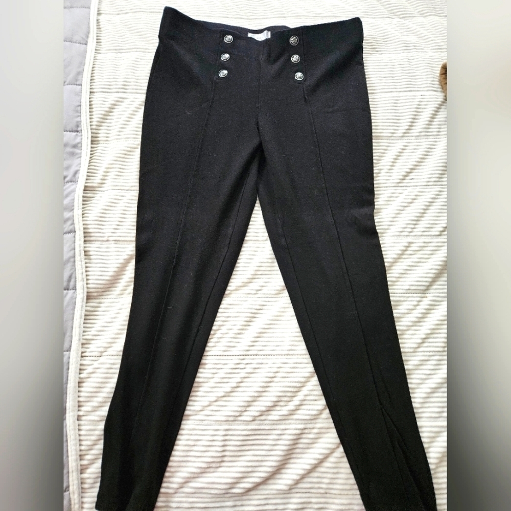 89+Madison Black Button-Detail Pants. Leggings Size Large - Picture 1 of 6